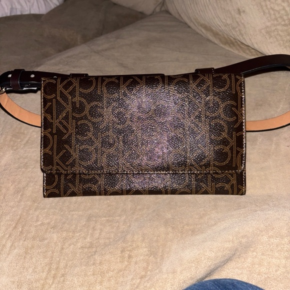 Calvin Klein Handbags - Calvin Klein Dark Brown Monogram Belt Bag